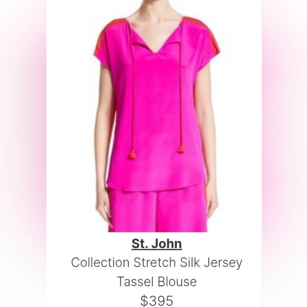 ST. JOHN | $395 Two-Toned Silk Blouse - Picture 4 of 5